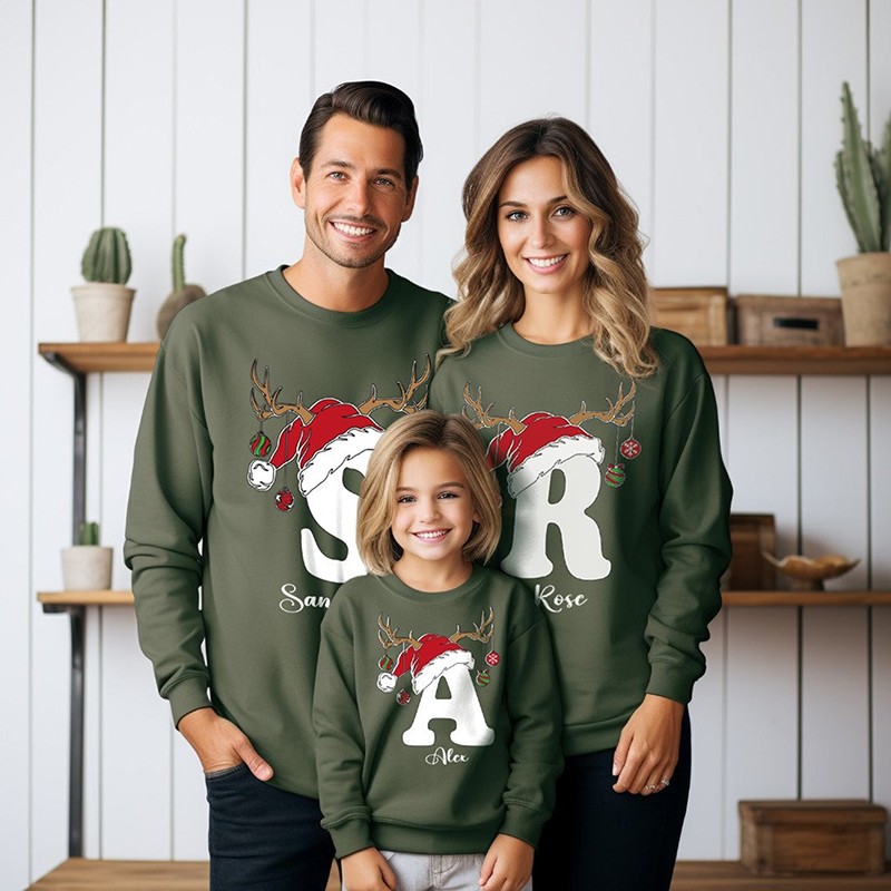 Custom Family Name Sweatshirt Personalized Holiday Gift