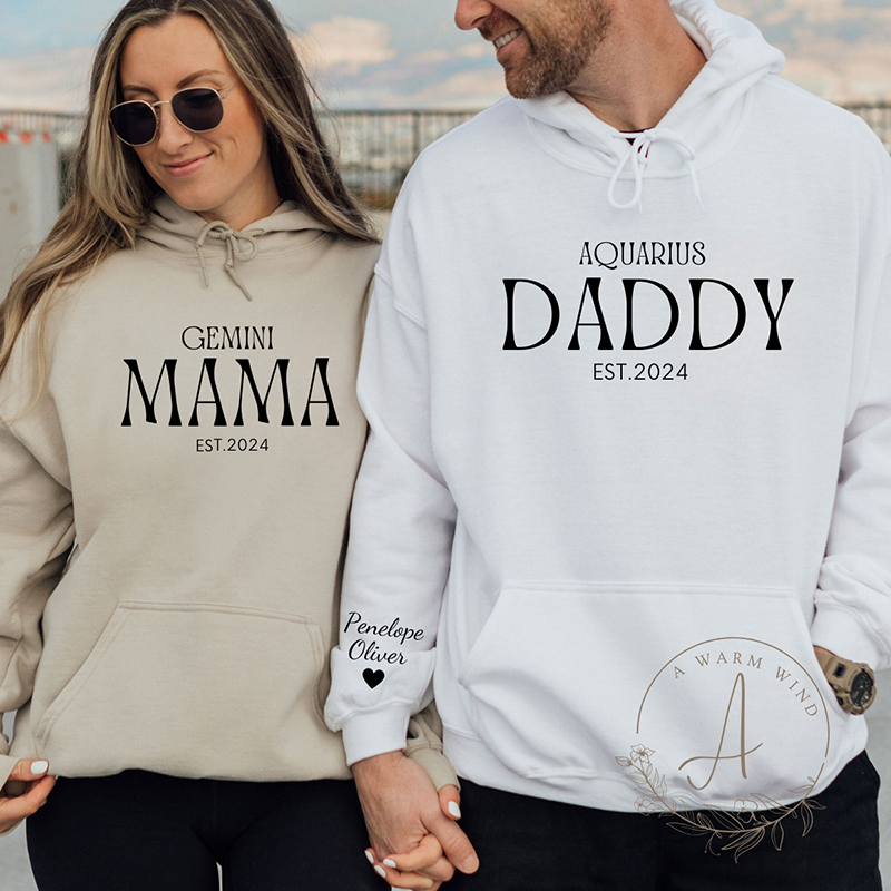 Custom Zodiac Mama Sweatshirt with Kids Names On Sleeve