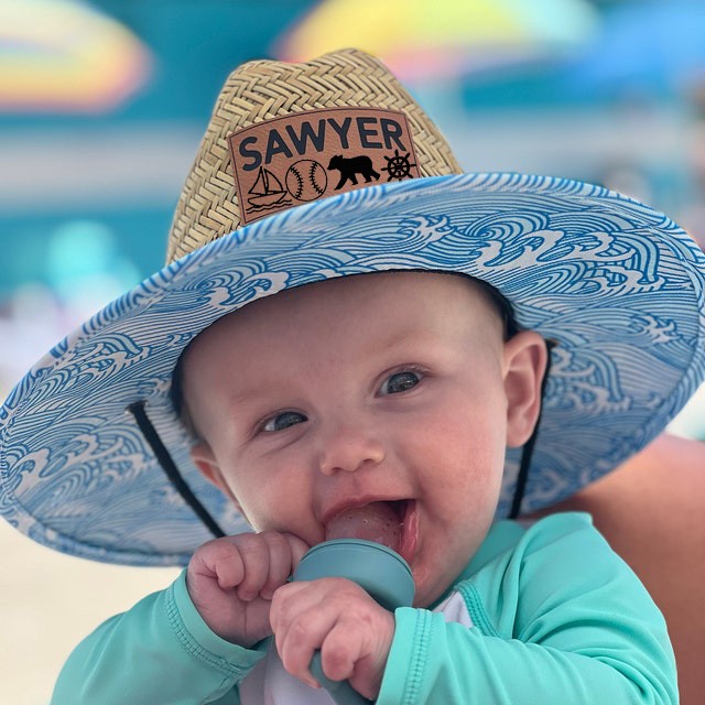 Personalized Leather Name Patch Straw Hat Sun Hat With Name and Symbols Gift for Toddler Child Adult
