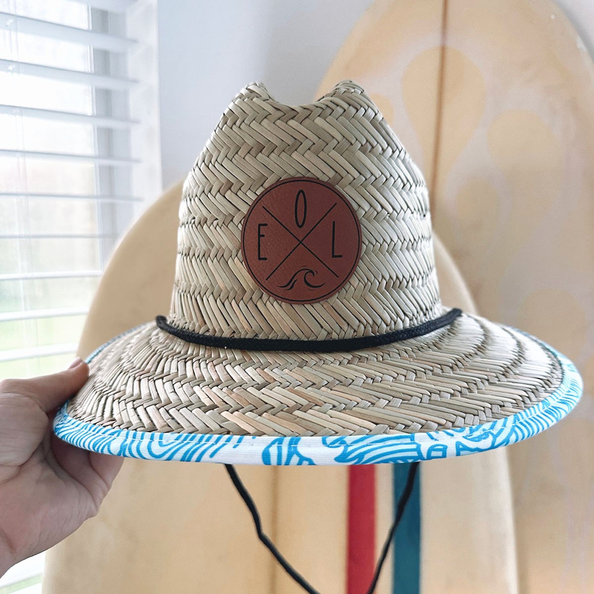 Personalized Leather Name Patch Straw Hat Sun Hat With Initials and Symbols Gift for Toddler Child Adult