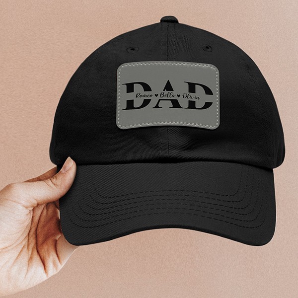 Personalized Dad Hat With Kids Name, Fathers Day Gifts, Dad Hat With Leather Patch, Dad Baseball Hats, Custom Dad Caps, Dad Gift