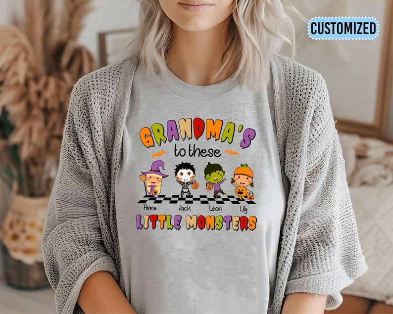 Grandma's Little Monsters Shirt, Halloween Grandma Shirt, Custom Grandma Gift, Spooky Grandma, Halloween Gift