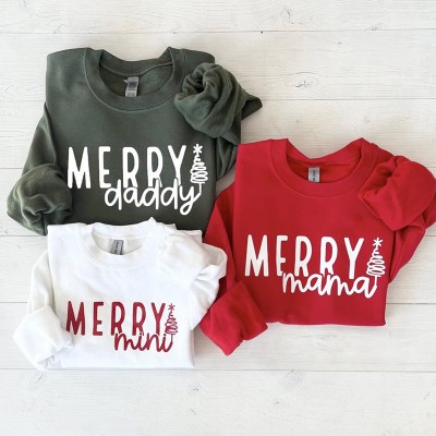 Custom Merry Family Sweatshirts Mommy and Me Christmas Sweaters
