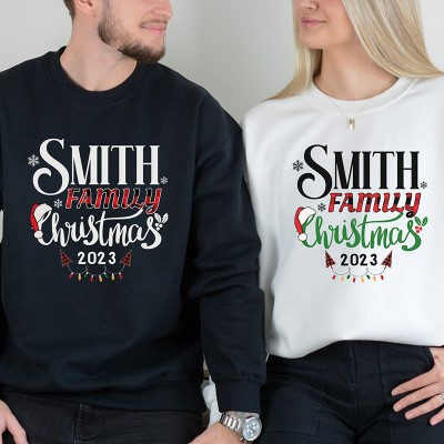 Personalized Family Name Christmas Hoodie Sweatshirts