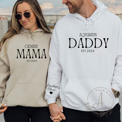 Custom Zodiac Mama Sweatshirt with Kids Names On Sleeve