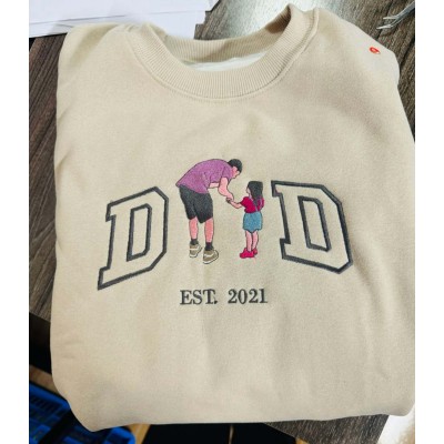 Personalized Portrait from Photo Sweatshirt Embroidered, Hoodie Funny Dad Hoodies Fathers Day Gift