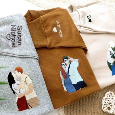 Custom Photo Portrait Shirt,Family Faceless Portrait Gift Couple