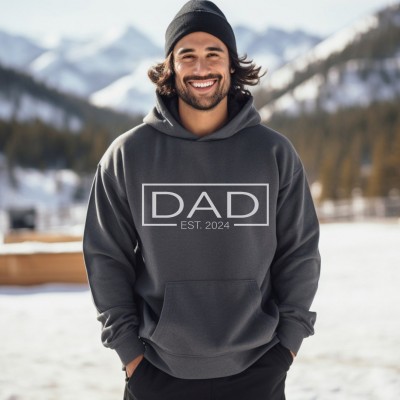 Personalized DAD EST Sweatshirt with Kids' Names on Sleeve Father's Day Gift