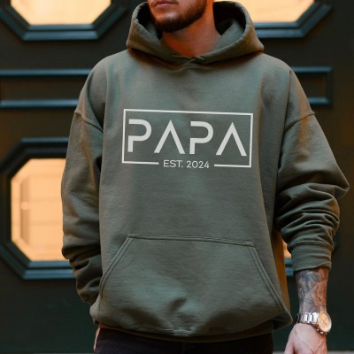 Personalized DAD EST Sweatshirt with Kids' Names on Sleeve Father's Day Gift