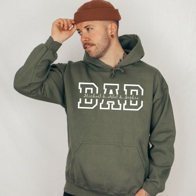 Personalized DAD Sweatshirt Hoodie with Kid's Names Father's Day Gift For Him
