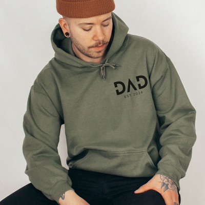 Personalized DAD EST Sweatshirt with Kids' Names on Sleeve Father's Day Gift