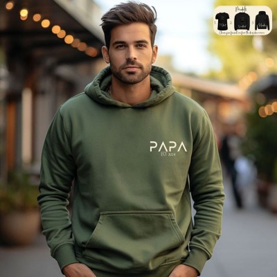 Personalized PAPA EST Sweatshirt with Kids' Names on Sleeve Father's Day Gift