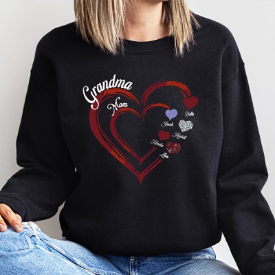 Custom Grandma and Mom Sweatshirt, Custom Grandma Heart Sweater