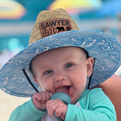 Personalized Leather Name Patch Straw Hat Sun Hat With Name and Symbols Gift for Toddler Child Adult
