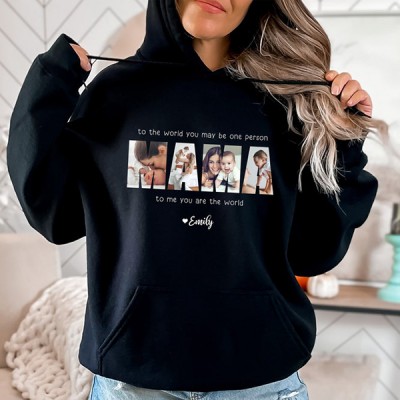 Personalized Mama Photo Collage Hoodie, Custom Mama Photo Hoodie, Mother's Day Photo Collage Gift, Best Mom Photo Collage Hoodie