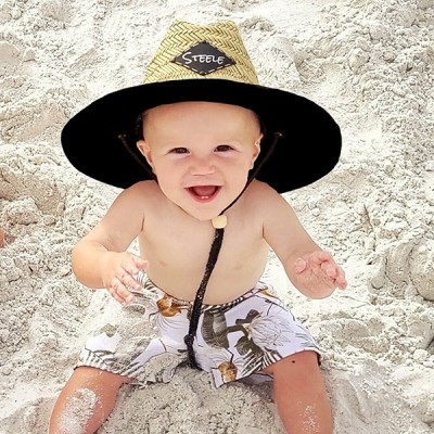 Faux Leather Name Patch Baby Hat Toddler Child Adult, Straw Hat