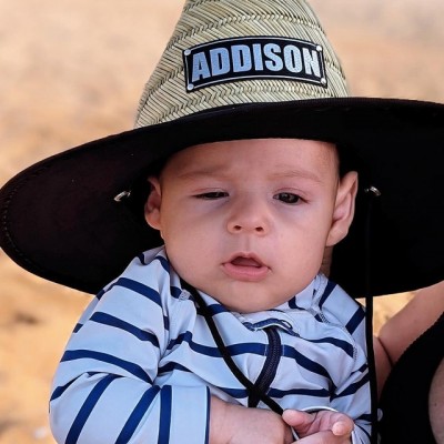Personalized Leather Name Patch Straw Hat Sun Hat Gift for Toddler Child Adult