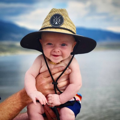 Personalized Leather Name Patch Straw Hat Sun Hat With Initials and Symbols Gift for Toddler Child Adult