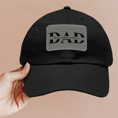Personalized Dad Hat With Kids Name, Fathers Day Gifts, Dad Hat With Leather Patch, Dad Baseball Hats, Custom Dad Caps, Dad Gift