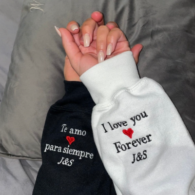 Custom Embroidered I Love You Forever Hoodie Sweatshirt For Couple Valentine's Day Gift Ideas