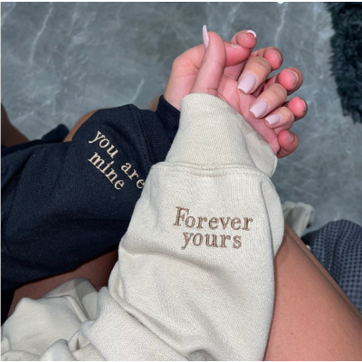 Custom Embroidered I Love You Forever Hoodie Sweatshirt For Couple Valentine's Day Gift Ideas