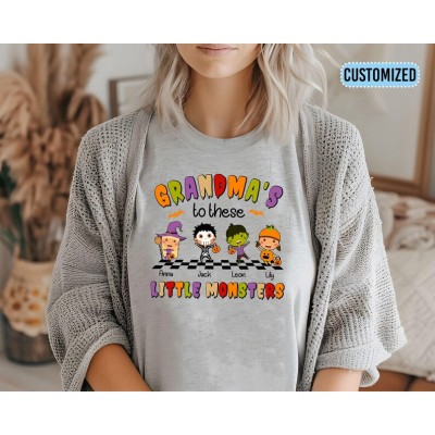 Grandma's Little Monsters Shirt, Halloween Grandma Shirt, Custom Grandma Gift, Spooky Grandma, Halloween Gift