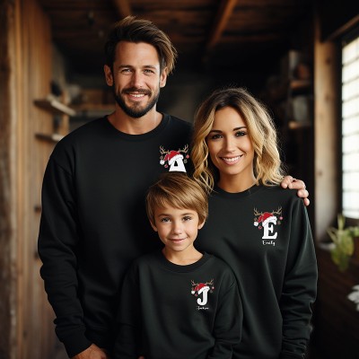 Custom Family Name Christmas Letter Sweatshirt 