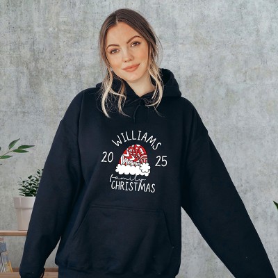 Custom Family Christmas 2025 Last Name Sweatshirt Christmas Crew Shirts
