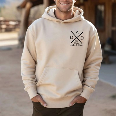 Personalized DAD Hoodie Sweatshirt T-shirt with the Child's Names and EST Father's Day Gift