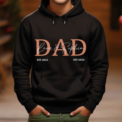 Personalized DAD Hoodie Sweatshirt with Kid's Names Father's Day Gift Cool Dad Gift