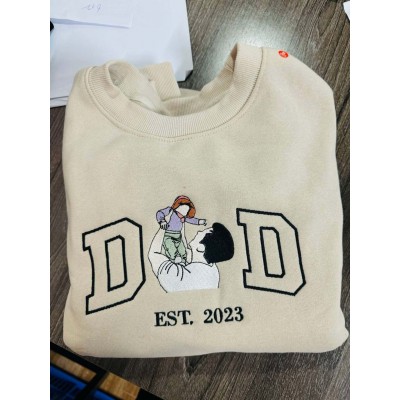 Personalized Portrait from Photo Sweatshirt Embroidered, Hoodie Funny Dad Hoodies Fathers Day Gift