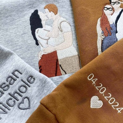 Custom Photo Portrait Shirt,Family Faceless Portrait Gift Couple