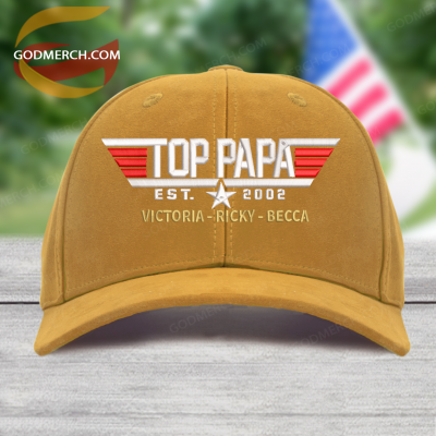 Personalized papa top with grandkids Embroidered Cap
