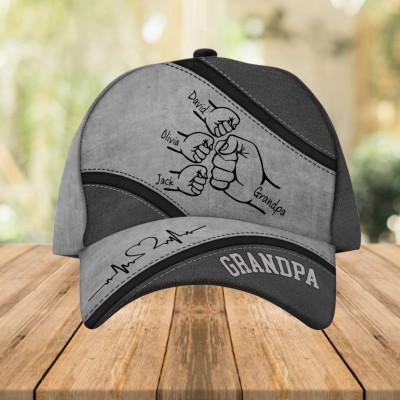 Custom Dad and Baby Fist Bump Cap with Kid Names Cap