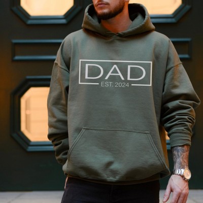 Personalized DAD EST Sweatshirt with Kids' Names on Sleeve Father's Day Gift