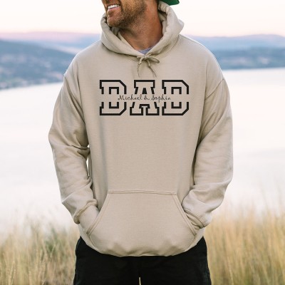 Personalized DAD Sweatshirt Hoodie with Kid's Names Father's Day Gift For Him