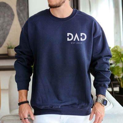 Personalized DAD EST Sweatshirt with Kids' Names on Sleeve Father's Day Gift
