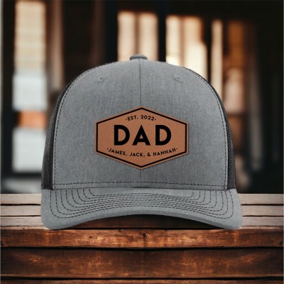 Personalized Dad Hat Custom Hat with Kids Names Father's Day Gift Personalized Trucker Hat