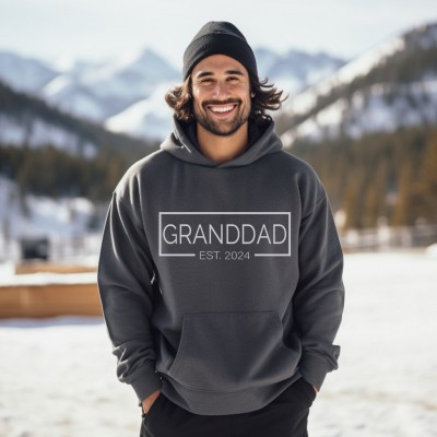 Personalized DAD GRANDAD EST Sweatshirt with Kids' Names on Sleeve Father's Day Gift