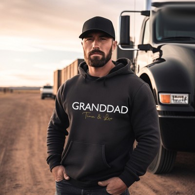 Personalized GRANDDAD Sweatshirt Hoodie with Kid's Names Father's Day Gift Cool Dad Gift