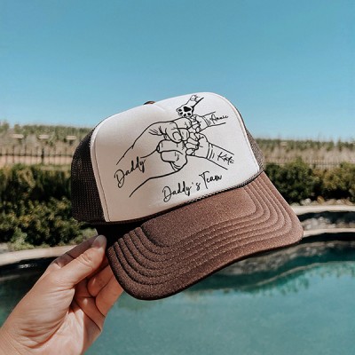 Personalized Dad With Kids Names Trucker Caps, Gift For Father, Grandfather