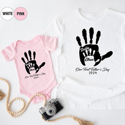 Custom Our First Father's Day, Personalized Father's Day Shirt