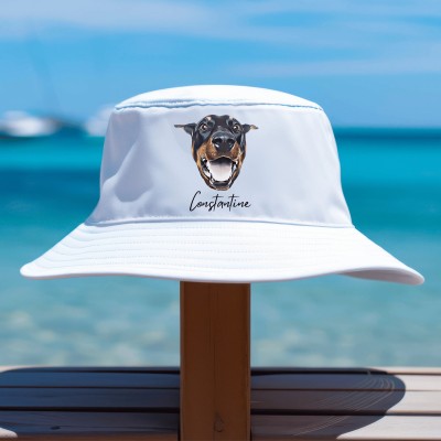 Personalized Pet Photo Wide Brim Outdoor Summer Bucket Hat