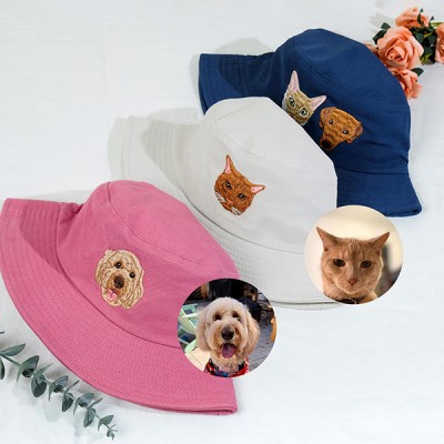 Custom Embroidered Pet Hat Using Pet Photo Bucket Hat