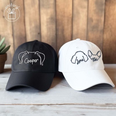 Custom Embroidered Dog Ears Outline Hat With Name