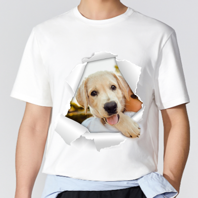 Custom Creative 3D Pet Photo Printed T-Shirt