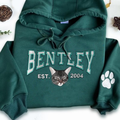 Custom Embroidered Pet Hoodie Using Pet Photo Name Custom