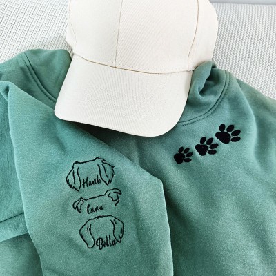 Embroidered With Dog Ear Outline,Dog Embroidered Sweatshirt