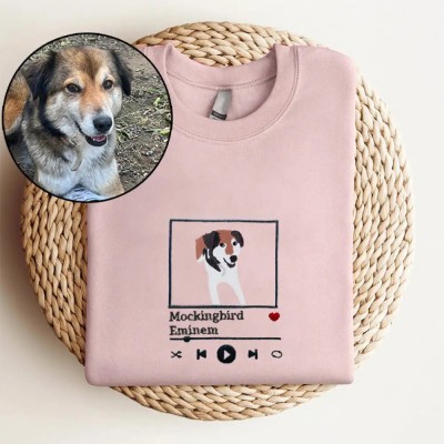 Custom pet dog embroidered music player sweatshirt hoodie