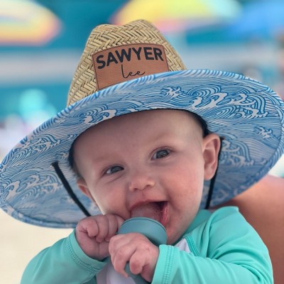 Personalized Leather Name Patch Straw Hat Sun Hat Gift for Toddler Child Adult